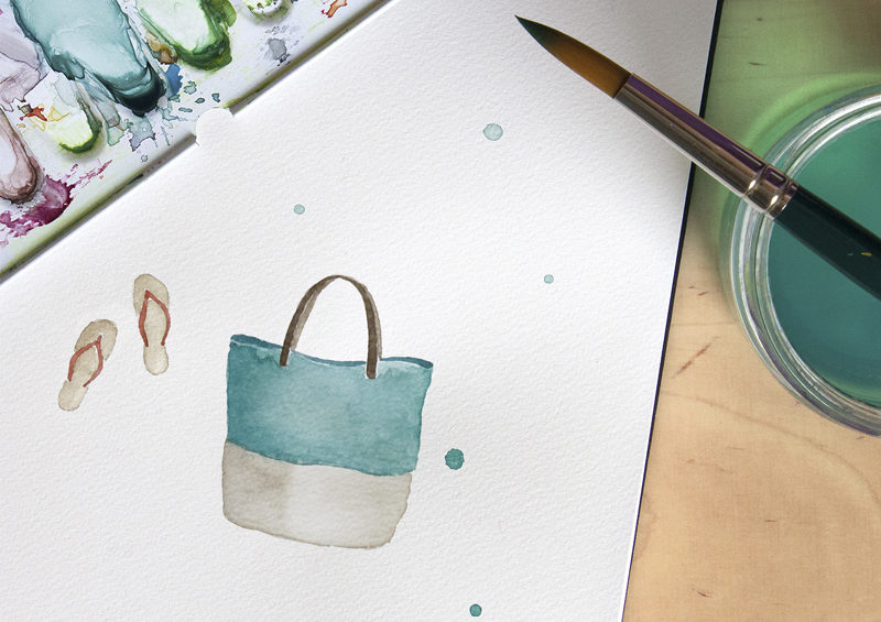 Aquarelle sac de plage
